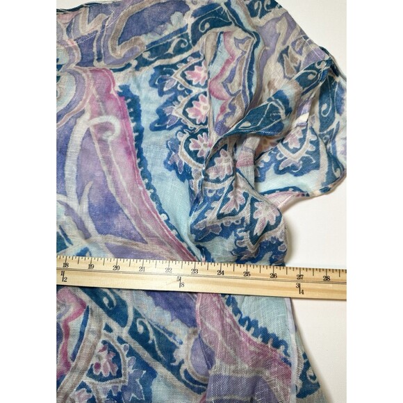 Chico's 100% Linen Poncho Pastel Paisley Boho Top Oversized Women's S/M - Picture 12 of 12